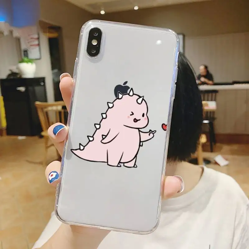 

Cute dinosaurs can pass couple Phone Case Transparent soft For iphone 5 5s 5c se 6 6s 7 8 11 12 plus mini x xs xr pro max