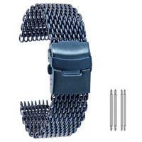 18202224mm shark mesh bluerose gold stainless steel watchband replacement bracelet men folding clasp safety watch band strap