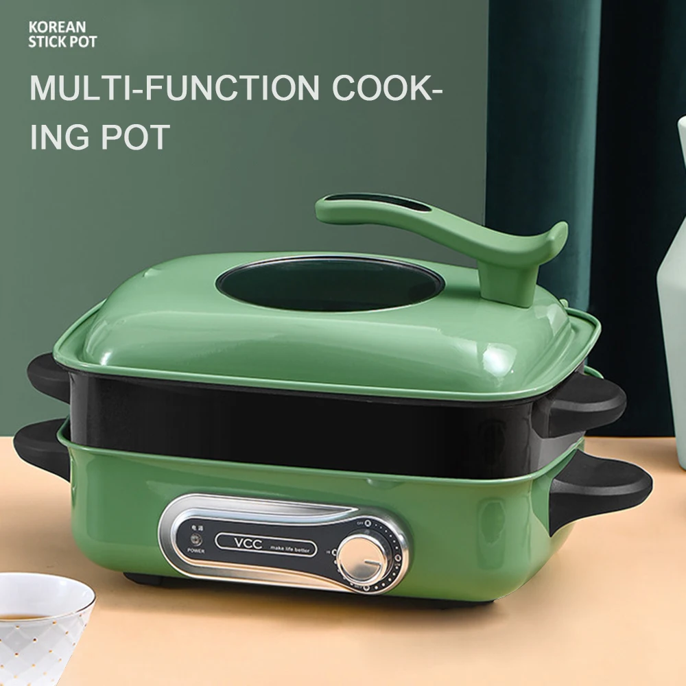 

Multifunctional Cooking Pot Household Electric Barbecue Hot Pot Barbecue Shabu Frying One Pot Net Breakfast Pot Flat Bakeware