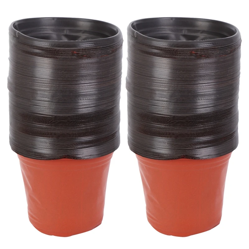 

200 Packs of Plastic Seedling Flower Pots, Two-Color Pots, Simple Round Flower Pots, Succulent Planting Brackets