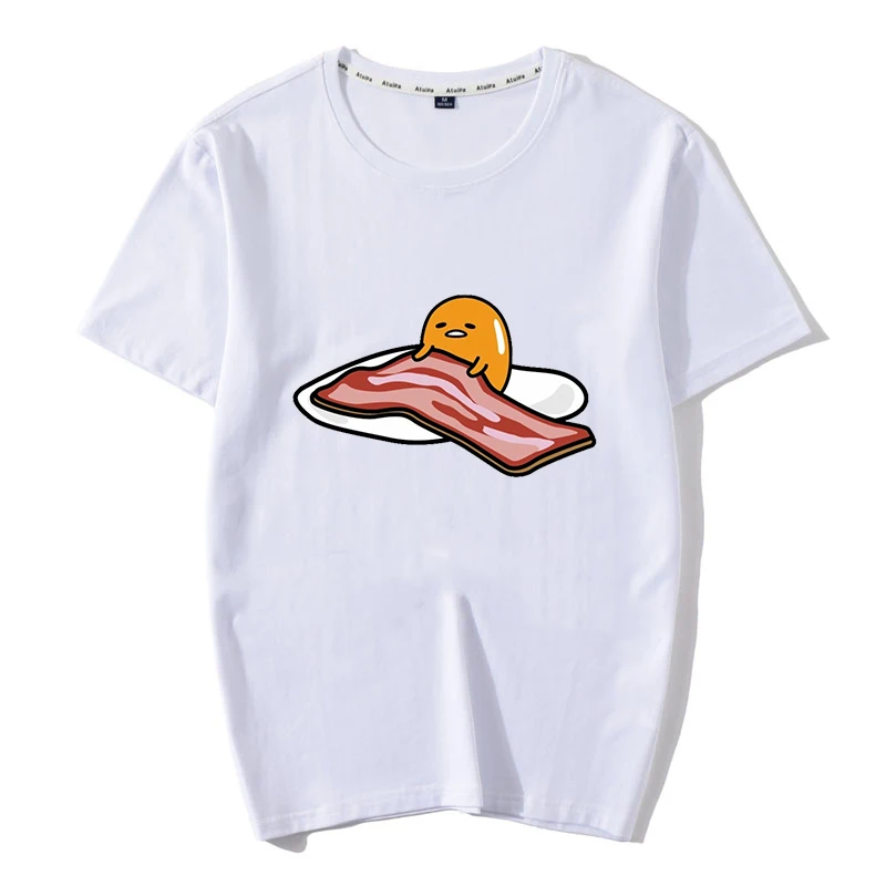 Новая футболка для женщин Kawaii Мультфильм Gudetama печати Топы Harajuku Лето короткий