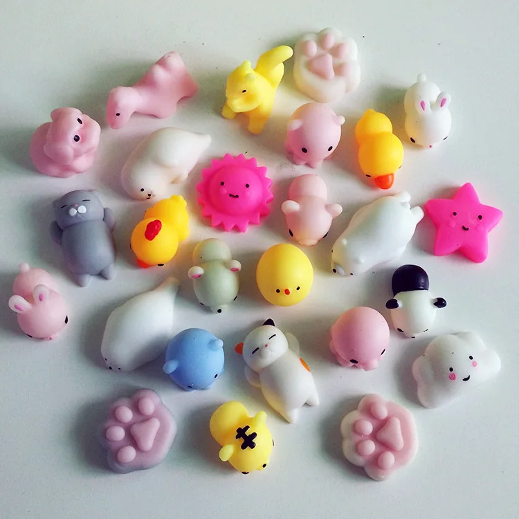 

Mskwee 2019 Amazon Hot Sale Kawaii mini Animal Cat Slime Stress Relief Mochi 5pcs Squishy TPR Squeeze Toys For Children Adults