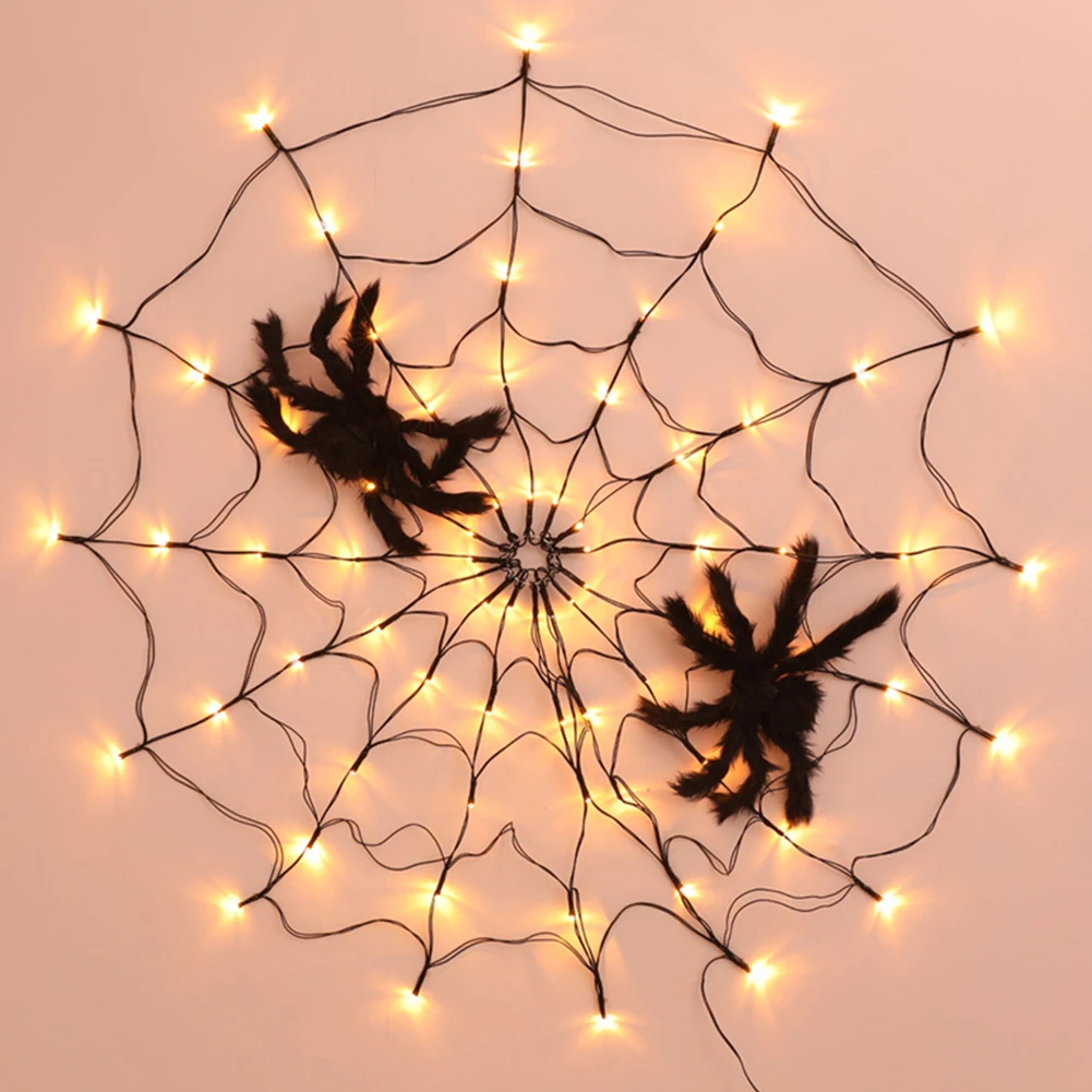 

Halloween Party Decoration LED Spider Web Lights Indoor Outdoor Atmosphere Layout Ghost Festival Props Remote Control Net Light