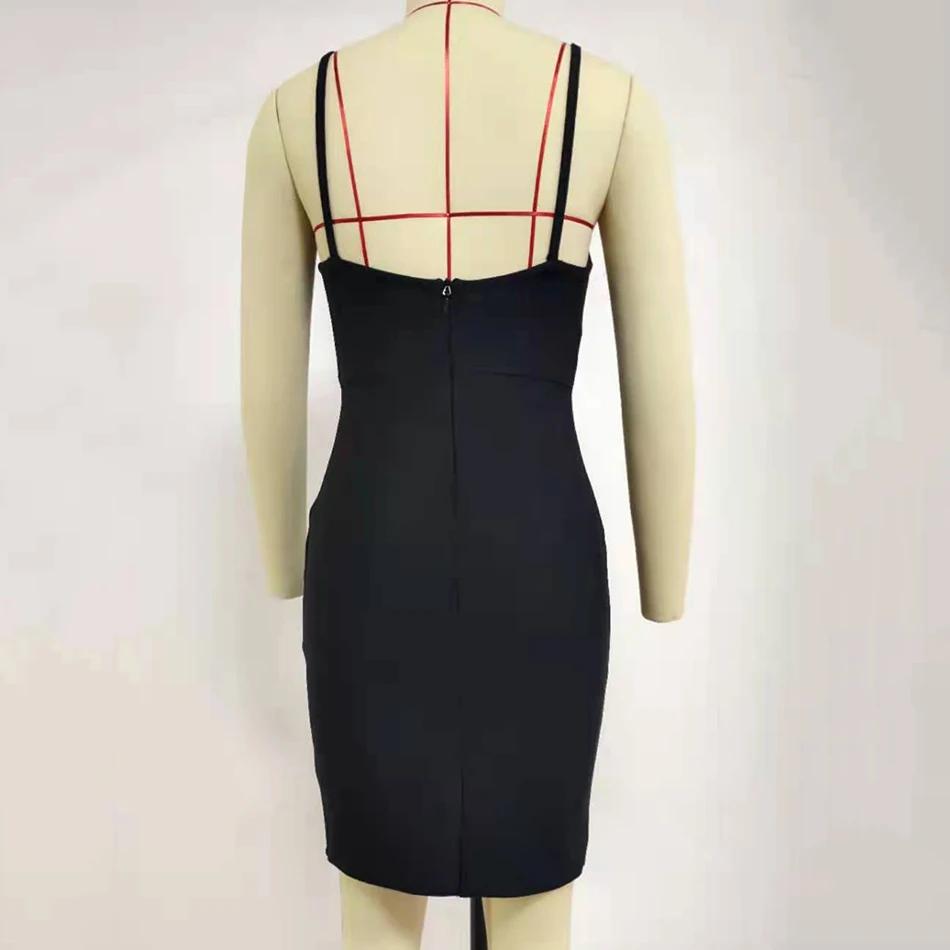 

Ailigou 2021 Summer New Women's Bodycon Bandage Mini Dress Front Chest Hollow Shoulder Not Celebrity Club Sexy Mini Dress