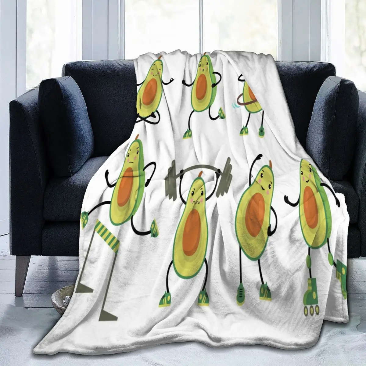 

Flannel Blanket Avocados Doing Exercise Ultra-Soft Micro Fleece Blanket for Bathrobe Sofa Bed Travel Home Winter Spring Fall