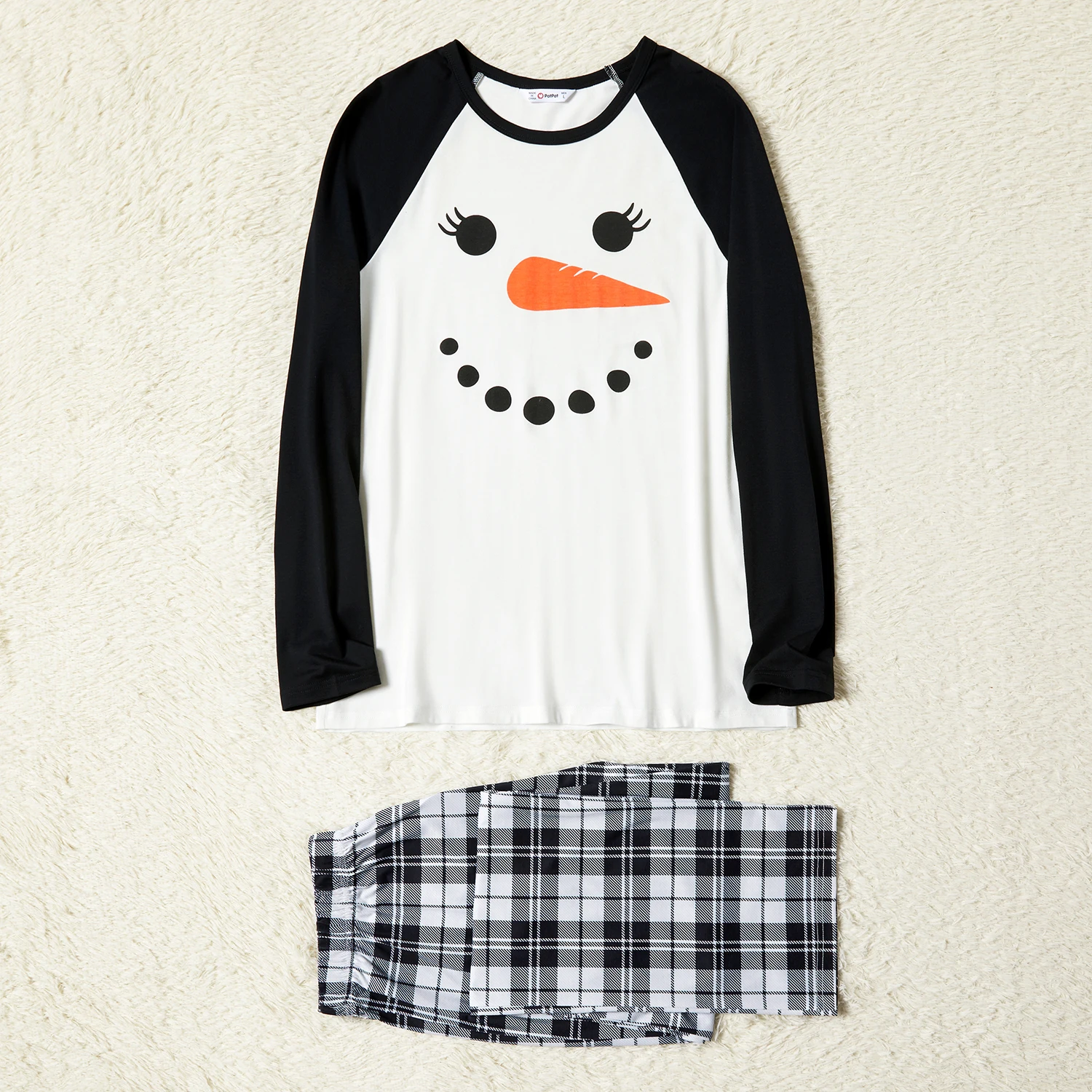 Пижамные комплекты PatPat в клетку с принтом снеговика и моркови (огнестойкие) | Мать