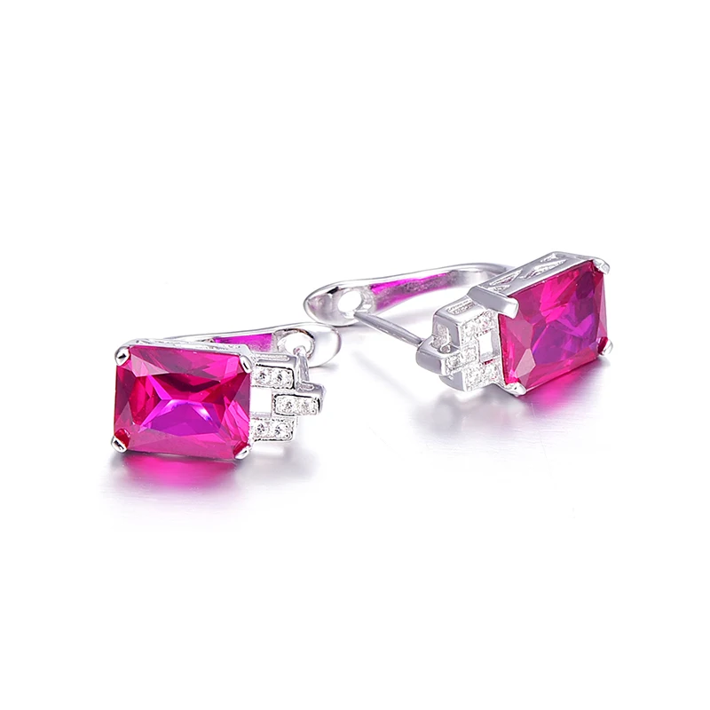 JQUEEN 7.85Ct создан Рубин уха манжета Клип Ohrringe для женщин 925 стерлингового серебра