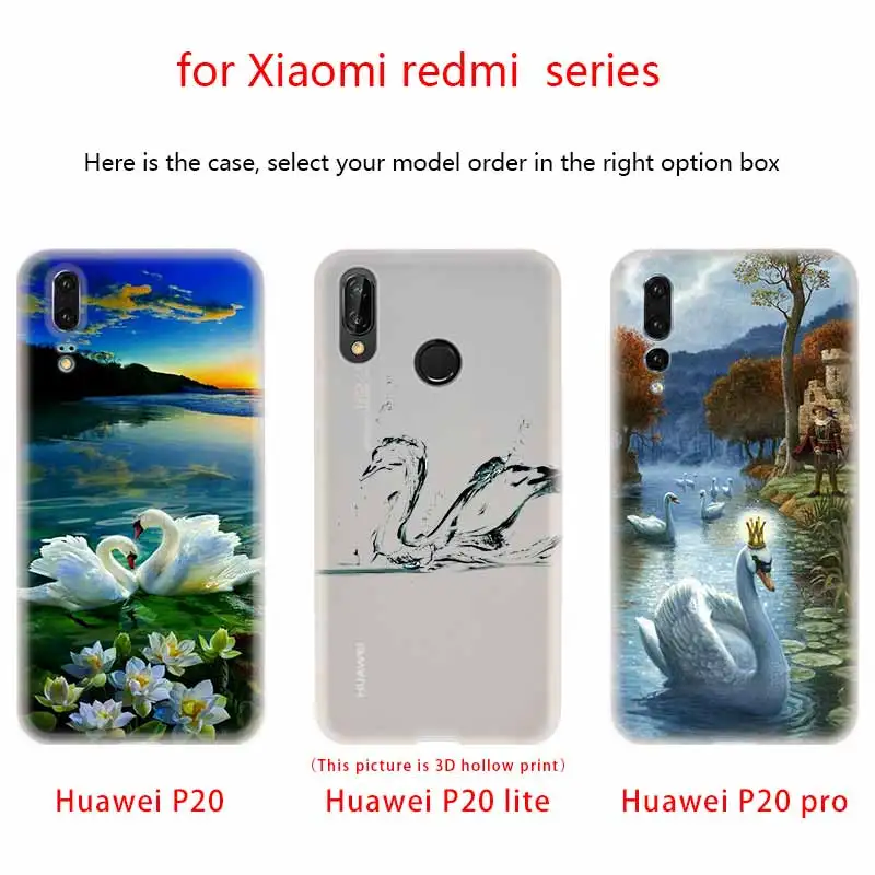 swan TPU Soft Phone Case For Huawei P50 P40 P30 P20 Pro Lite p30lite p50lite P samrt Z 2020 2019 Cover | Мобильные телефоны и