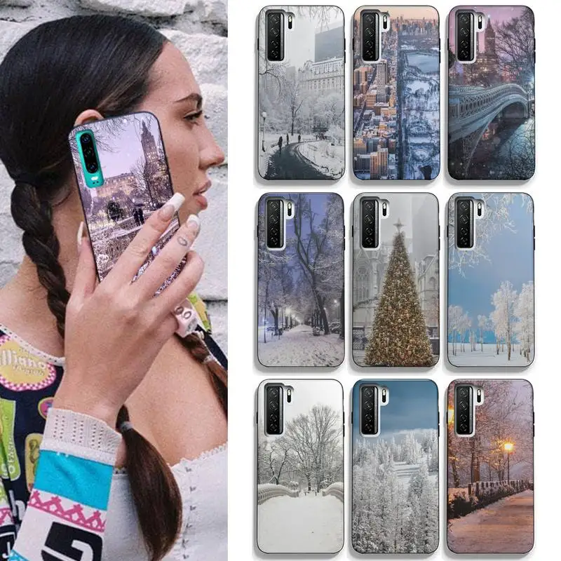 

Winter New York Central Phone Case For Huawei Honor 8X 9 Lite View 10 Life 10i 20i For Mate 20 30 Lite 40 Pro Cover 2021