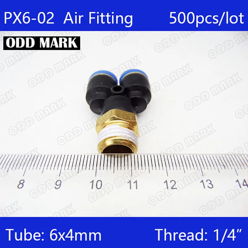 

free shipping 500Pcs PX6-02, Air Pneumatic 1/4" PT to 6mm Y Shaped Push in Connectors Quick Fittings