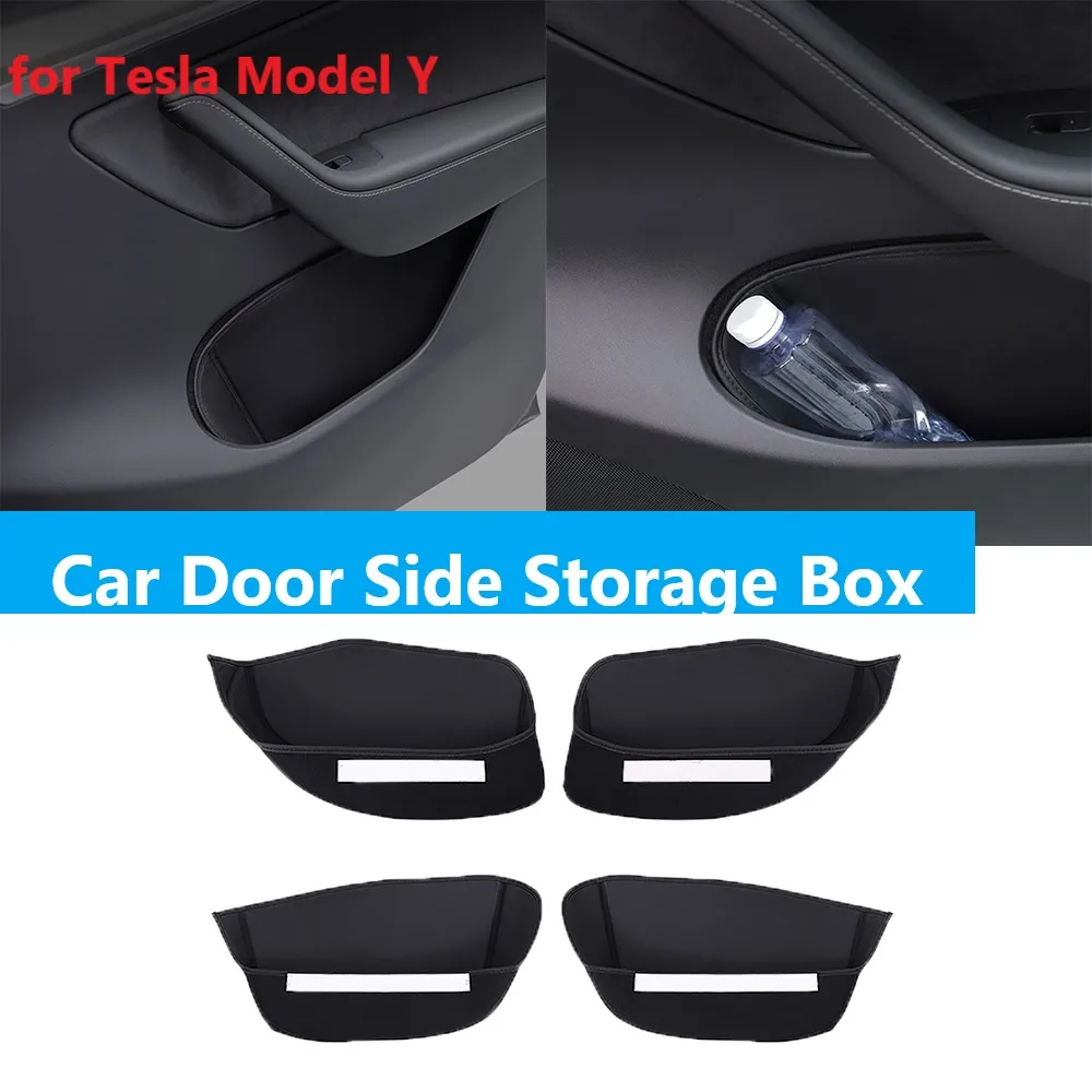 

4 шт., бочка для хранения на дверь автомобиля Tesla Model Y, аксессуары от царапин, кожаные двери, боковые ворота, слоты, прокладки, коробки, коврики,...