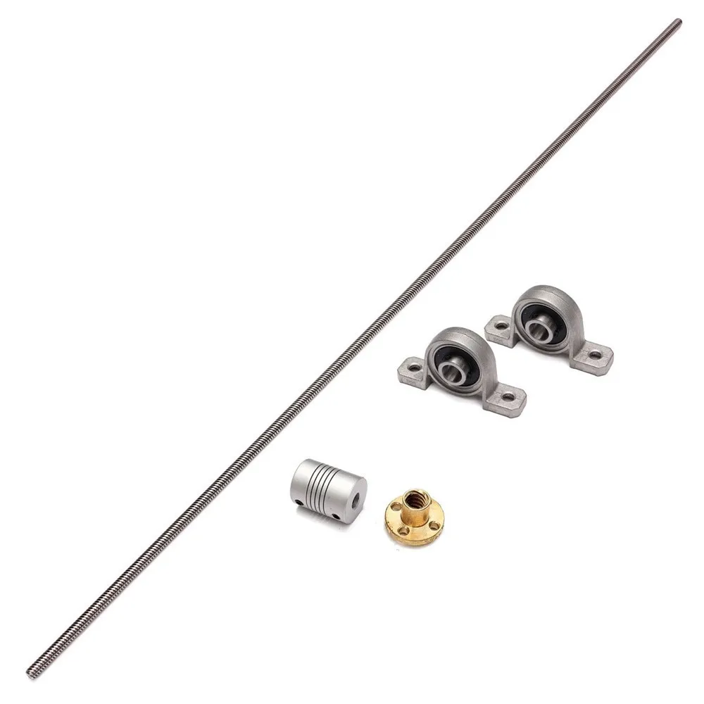 

T8 1000mm Stainless Steel Lead Screw with Shaft Coupling and Mounting Support