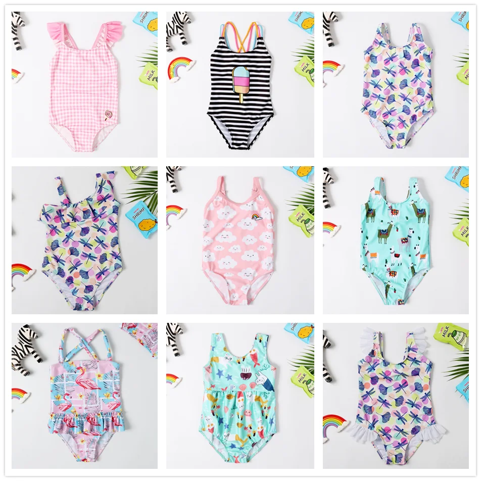 Новинка 2019 Цельный купальник для девочек детский новый купальный костюм с