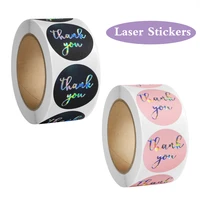 100 500pcs laser pink black thank youstickers for business package decoration sealing labels stationery sticker supply
