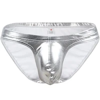 2019 brand pinky senson mens faux leather underwear sexy bright briefs underpants bulge pouch club panties gold silver shorts