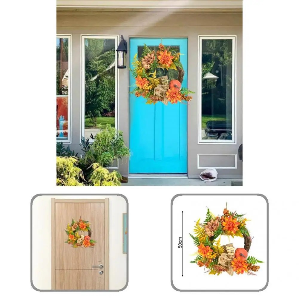 

Useful Pumpkin Wreath Weather Resistant Plastic Autumn Artificial Farmhouse Wreath Decor Autumn Wreath Fall Wreath