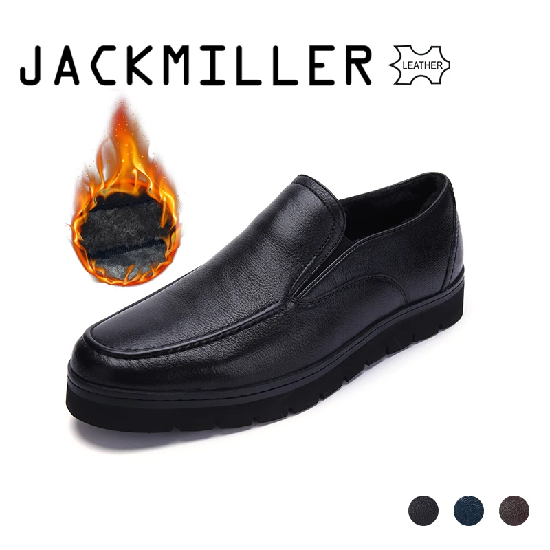

jackmiller winter shoes men cow leather casual good quality men shoes natural wool inside warmest comfortable wear resisting