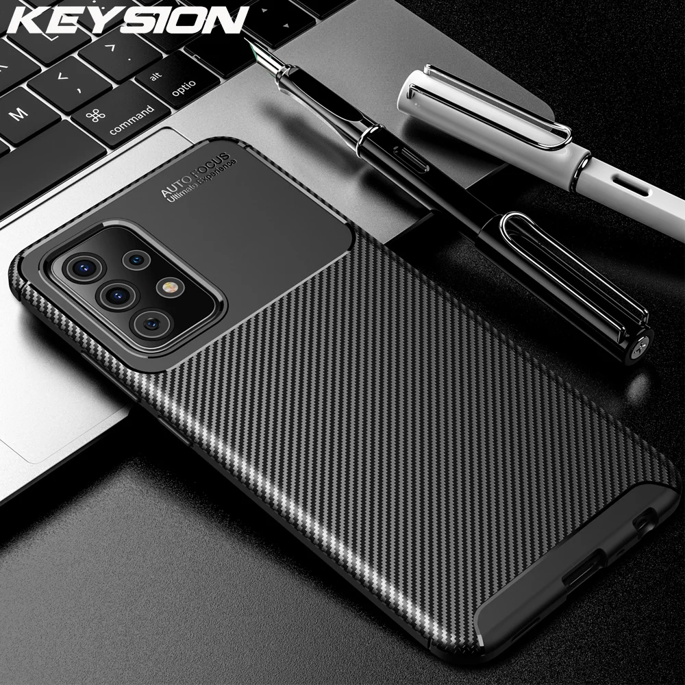 

KEYSION Phone Case for Samsung A52S 5G A72 Carbon Fiber Texture Soft Silicone Shockproof back Cover For Galaxy A72 A52 5G A32 4G