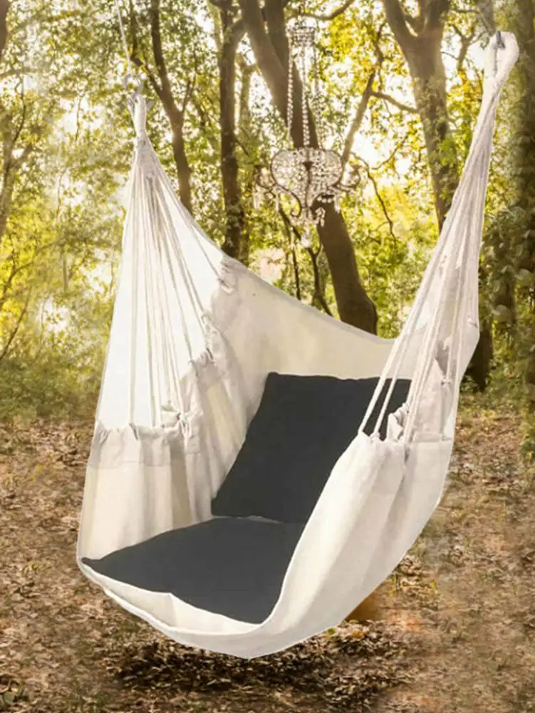 Портативный подвесной гамак качели для путешествий кемпинга мягкое холщовое