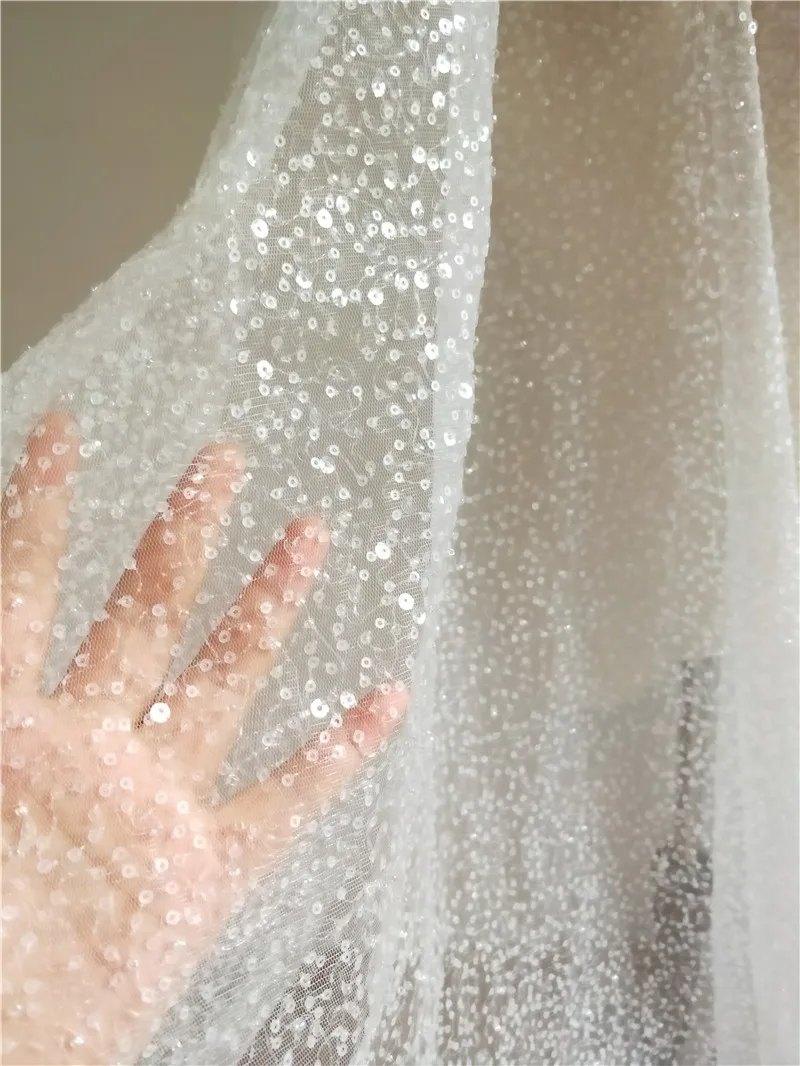 Вышивка бисером блестками вышивка сетка прозрачная ткань свадебное платье Diy