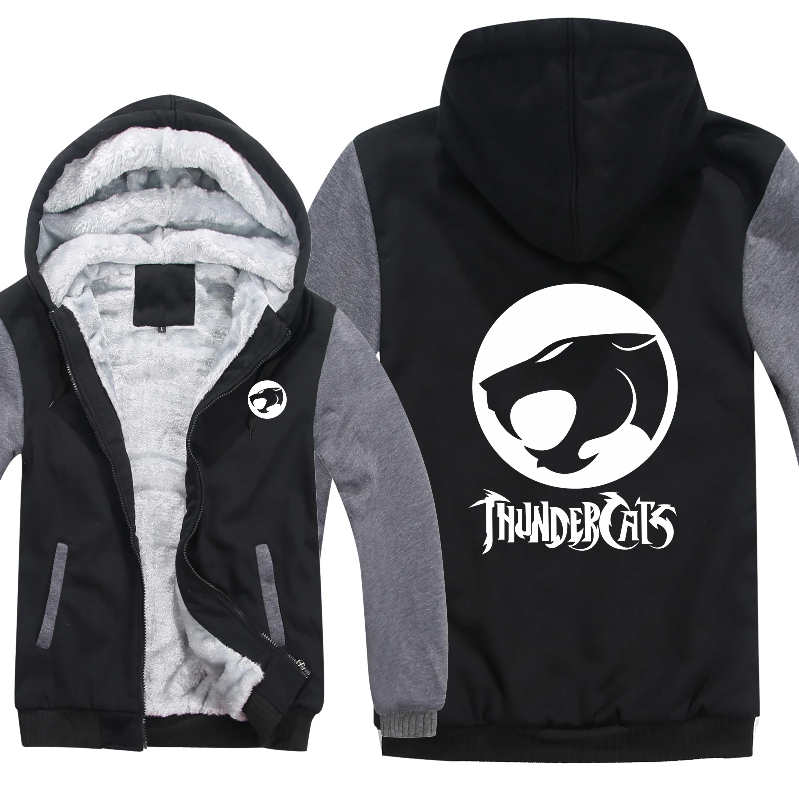 

2021 Winter Thundercats Hoodies Mens Zipper Coat Fleece Thicken Thundercats Sweatshirt Man Pullover