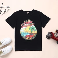 kids clothes car coconut tree pattern short sleeve t shirts children clothes cotton teen tops casual kids summer clothes 5 10y