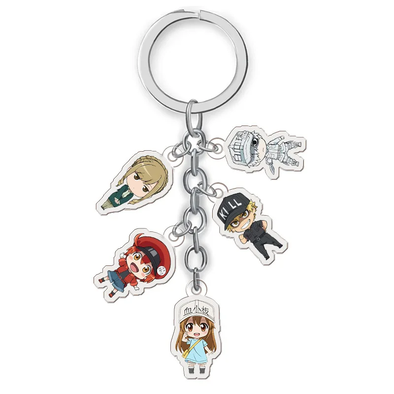 

Anime Acrylic Keychain Hataraku Saibou Cells At Work Two Side Print Car Key Chain Cartoon Figure Holder Best Friend Keyring Gift