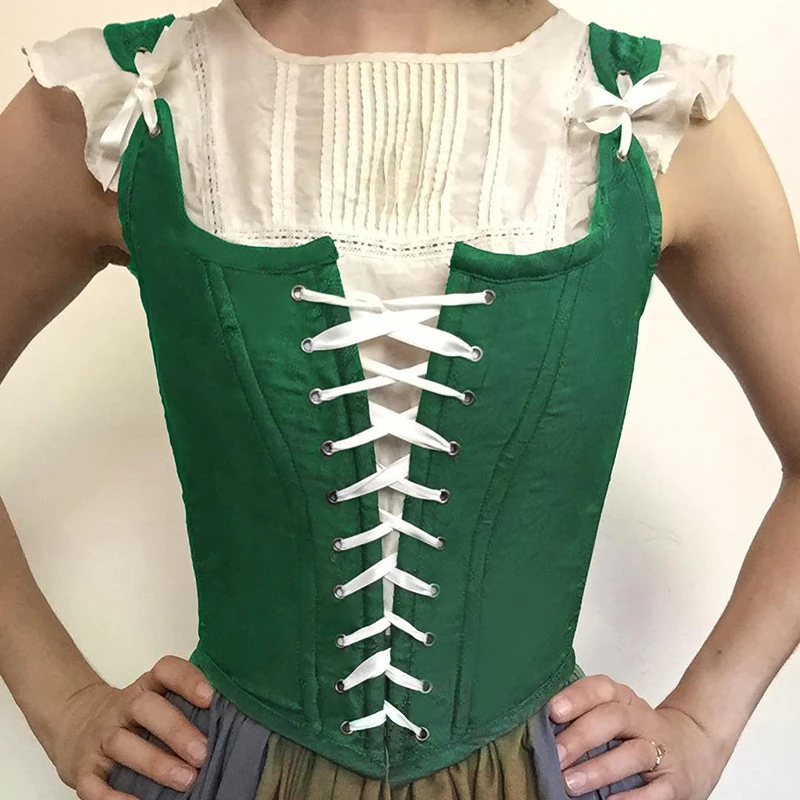 

Halloween Medieval Cosplay Costumes Satin Bandage Corset Top Straps Women Sexy Sleeveless Tank Top Summer Bodycon Ladies Tops