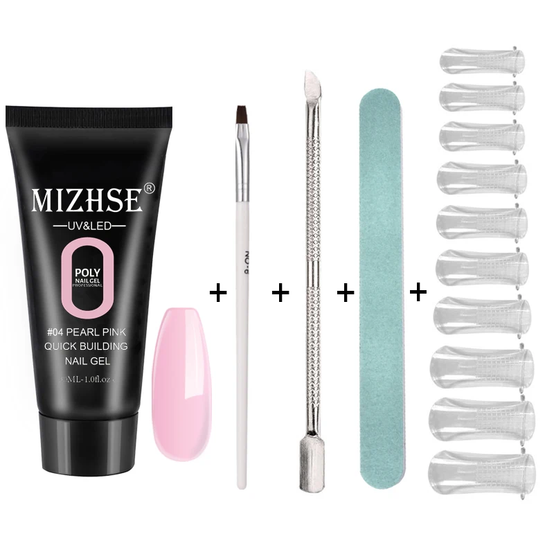 MS-Set03-P04 MIZHSE кристальная Желейная резинка поли гель набор 30 набор пластиковых бутылок для шампуней/кремов желе строитель ногтей палец расширение жесткий гель УФ маникюрный лак Советы - Цвет: MS-Set03-P04