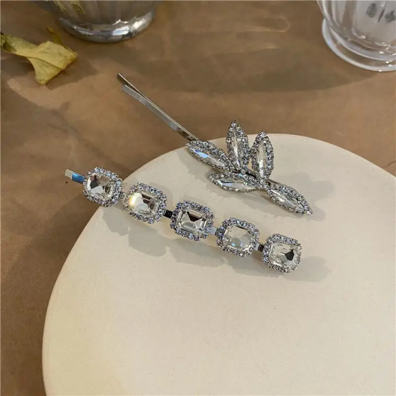 

Korea Style Hair Accessories Super Fairy Temperament Hairpin Side Clip Word Clip Headdress Female Rhinestone Side Clip