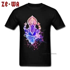 Футболка Ganesha, Мужская крутая футболка, принт слон, Бог, Мужская одежда, Индийский Бог, дизайн, акварельные топы, хлопковые футболки черного цвета