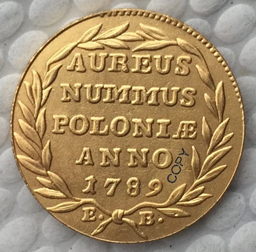 Позолоченная монета 24 K Польша 1 Dukat 1789 копия монеты 21 мм|copy|copy coinscopy 1:1 |