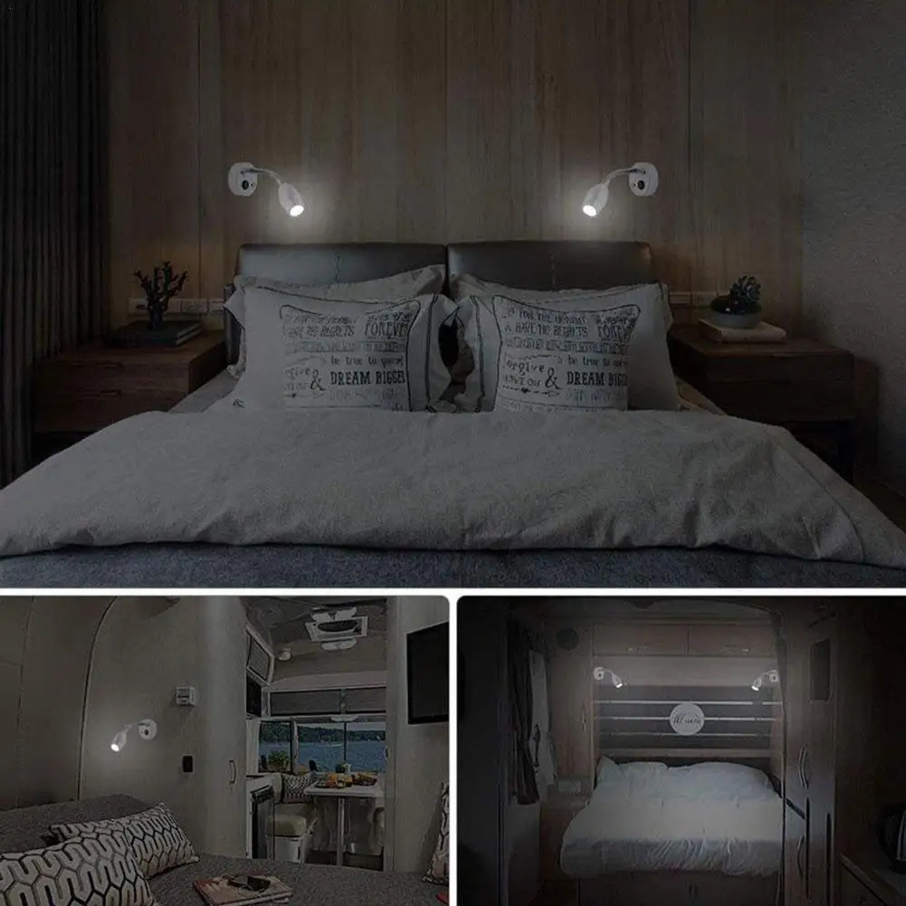 

Black Silver DC12V Dimmable led Wall Lamp with Flex Output USB Light LED USB Reading and Socket, Neck B8T5
