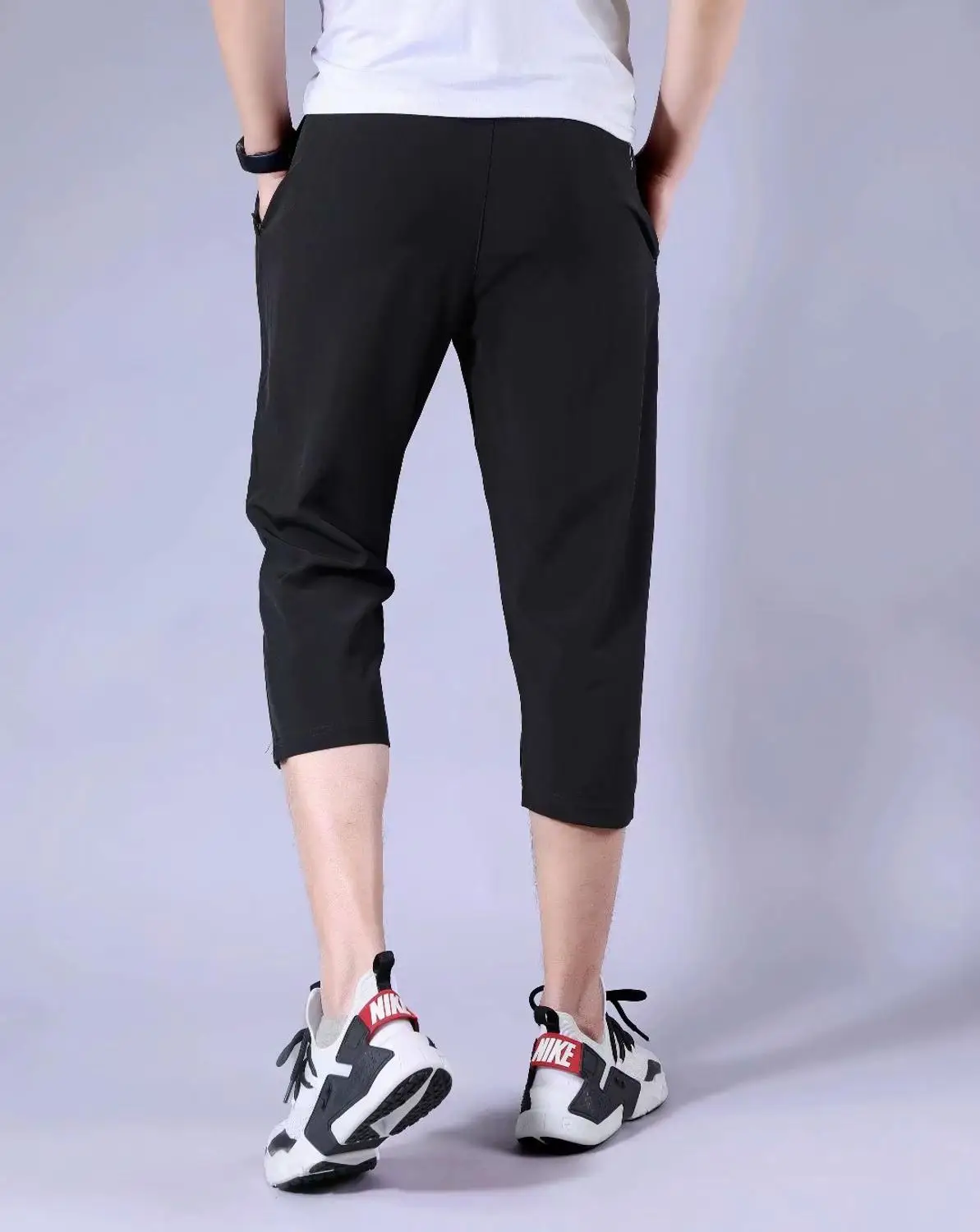 Ледяные Шелковые летние мужские тренировочные штаны для футбола 3/4 Укороченные