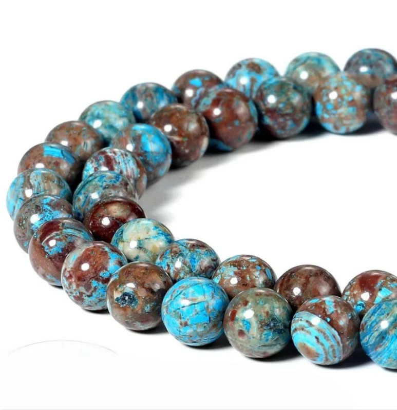 

Natural Blue Crazy Lace Agate Charm Round Loose Beads for Jewelry Making DIY Bracelets 4/ 6/8/10 MM