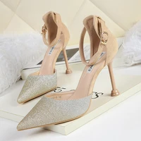 european and american sexy pointed toe stiletto high heels nightclub slimming sequined sandals high heels party prom shoes