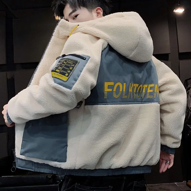 

Мужская осенне-зимняя новая куртка из овечьей шерсти хлопковая куртка Модная хлопковая куртка мужская брендовая утепленная хлопковая курт...