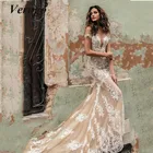 Пикантное свадебное платье Verngo с открытыми плечами кружевная юбка-годе с аппликацией иллюзионный вырез и спина свадебные платья со шлейфом