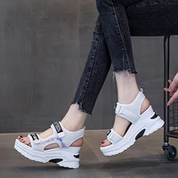 thick soled sandals female 2021 summer new slope with net red sneakers korean female student platform shoes ins
