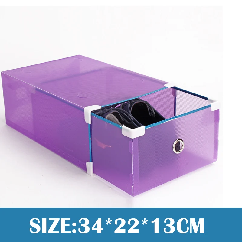 men purple(5pcs) 5 шт. утолщенный ящик коробка для хранения обуви прозрачный пластиковый органайзер обуви чехол Штабелируемый прямоугольник PP коробки для обуви Органайзер - Цвет: men purple(5pcs)