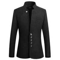 fashion men stand collar suit jacket slim single breasted business blazer coat