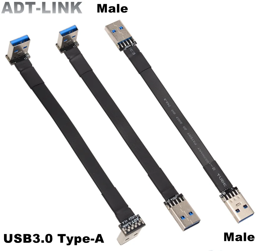 

Новинка 2021, USB, внешний стандартный плоский кабель, штекер-штекер, под углом вверх/вниз, USB 3.0, Type-A, встроенный Удлинительный кабель USB-устройст...