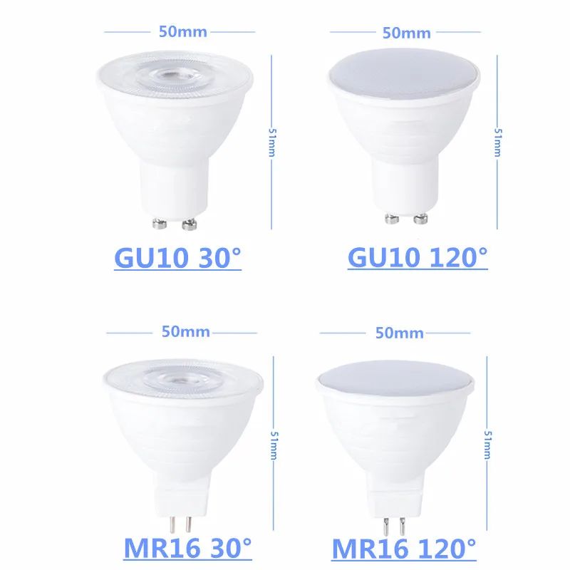 10 шт. светодиодные прожекторы GU10 MR16 6 Вт cob лампы 220 в 230 240 холодный белый 6500 К