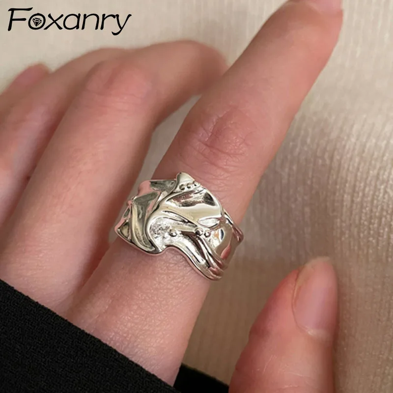 

Обручальные кольца Foxanry из серебра 925 пробы, элегантный уникальный дизайн со складками, сверкающие циркониевые ювелирные изделия для невест...