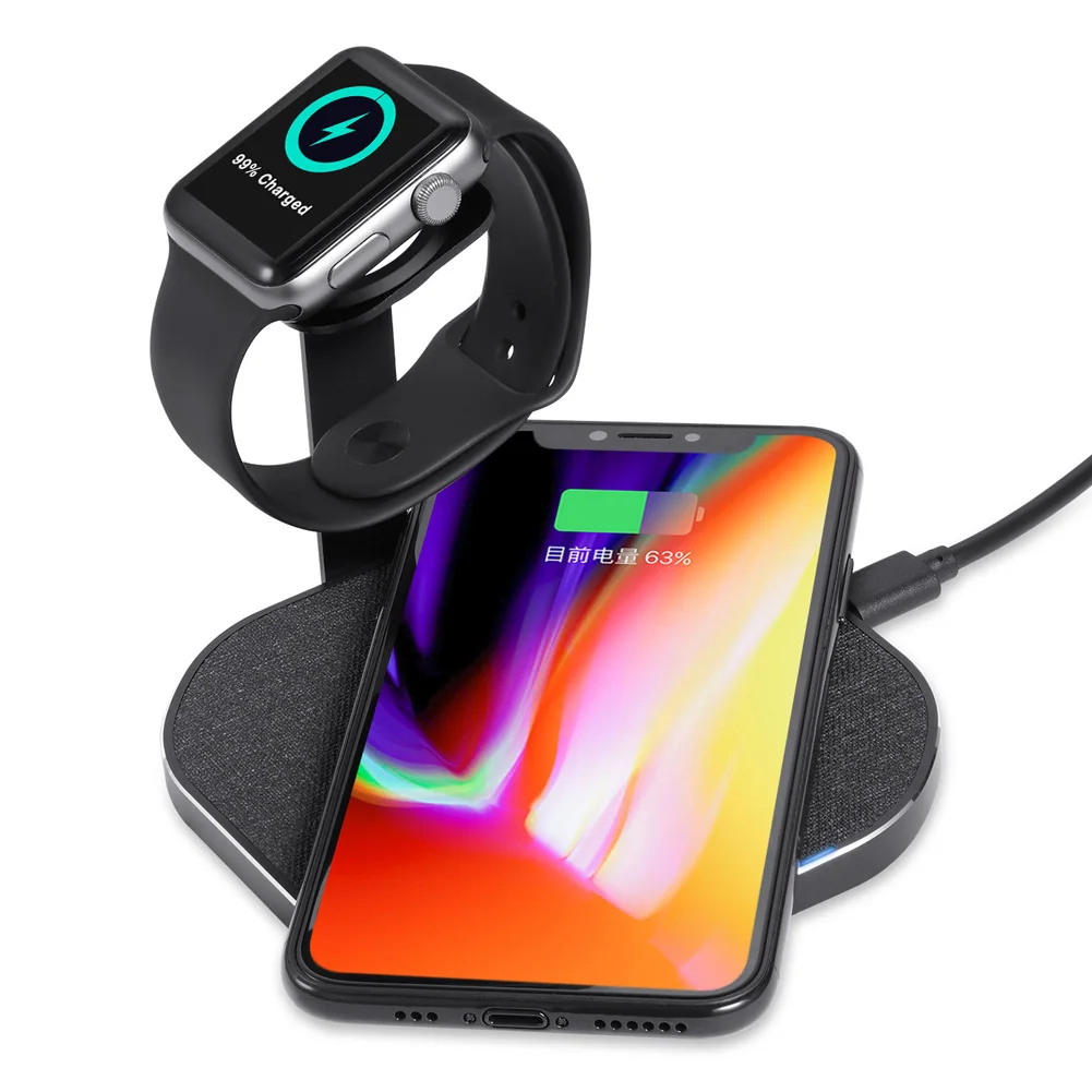 2 в 1 Беспроводное Зарядное устройство Док-станция Быстрая Зарядка адаптер для Apple