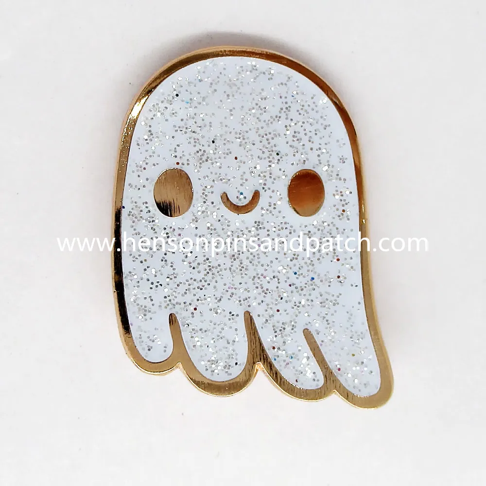 

Customized metal hard enamel white glitter
