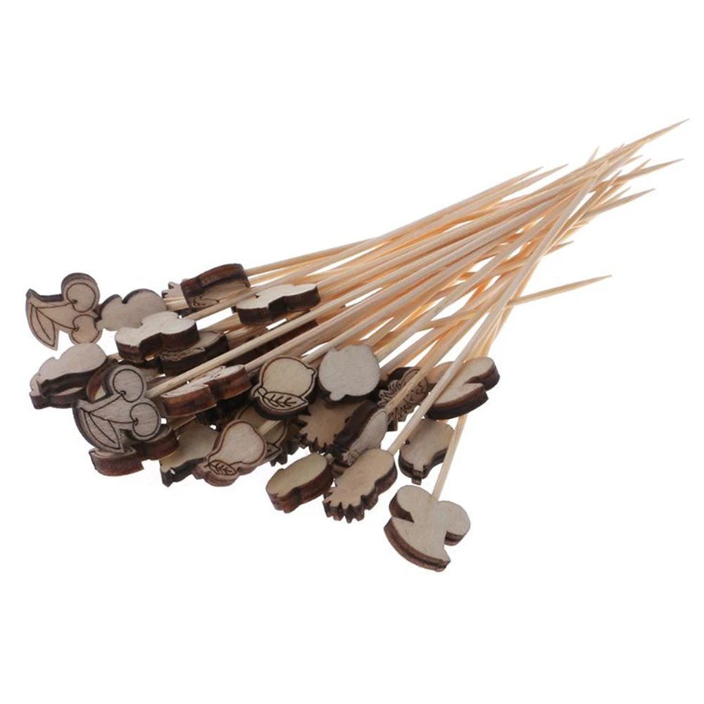 100X Bamboo Cocktail Picks Fruit Dessert Food cake Sticks ornament Drink Stirrer wedding Party festival Decoration |