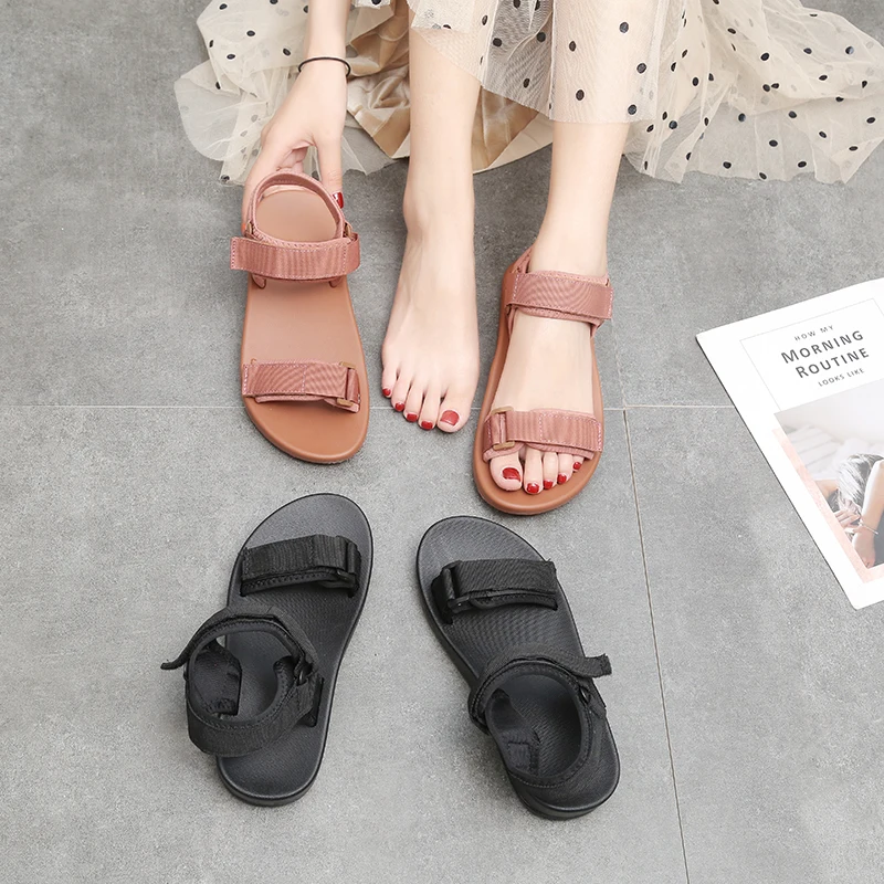 Сандалии женские из ПУ кожи пляжные Модные Босоножки с открытым носком