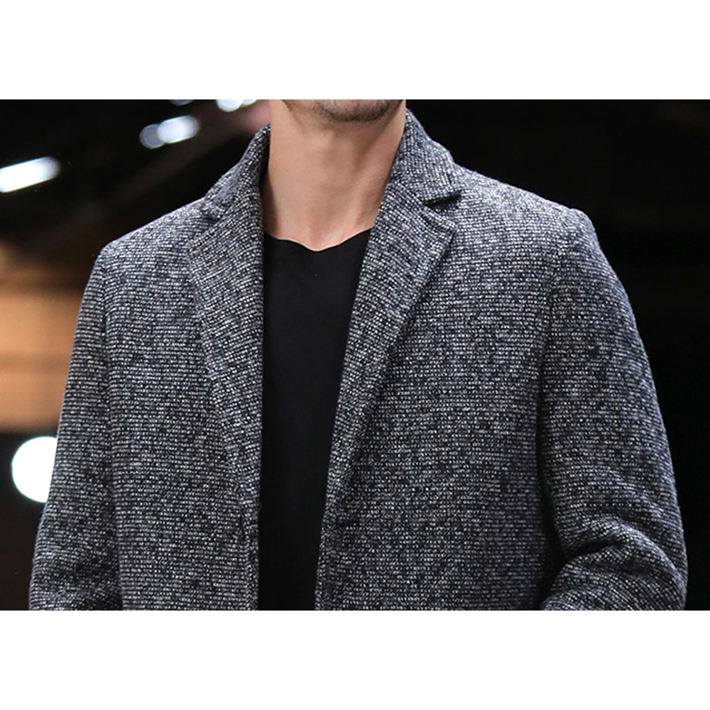 2019 Мужская Зимняя шерстяная одежда серый длинноворсовый мех кролика куртки на