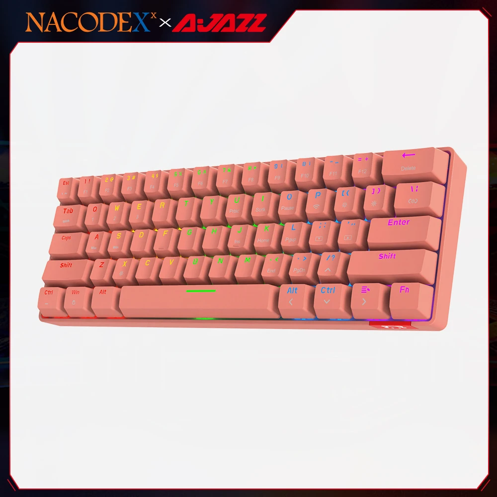 

AJAZZ NACODEX STK61 Mechanical Keyboard BT 5.0 Wired TYPE-C Dual-mode Mixed Light full-key No Conflict Portable Black axis